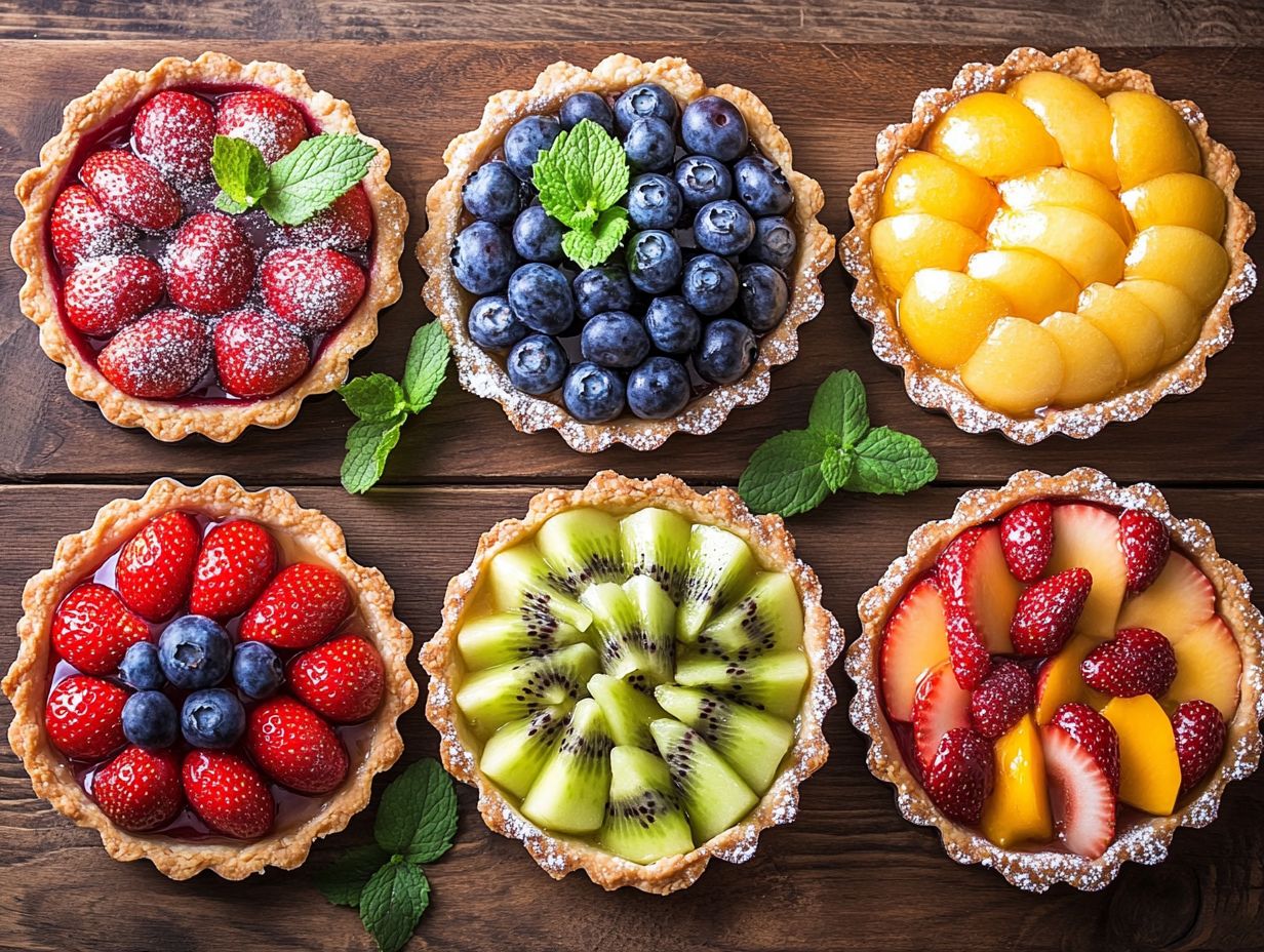 Image of colorful fruit tarts showcasing various fruits.