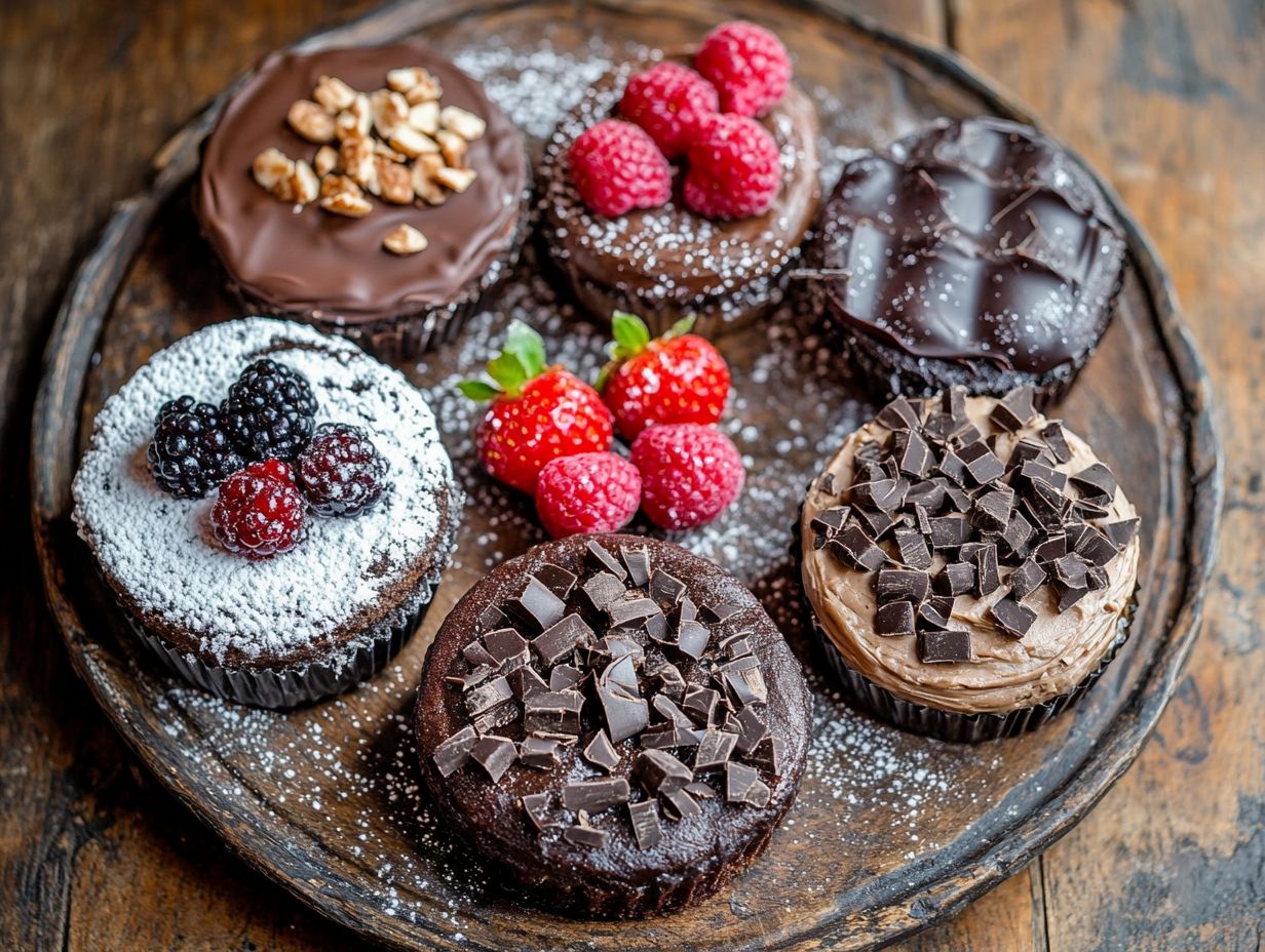 Delicious gluten-free cakes displayed on a table.