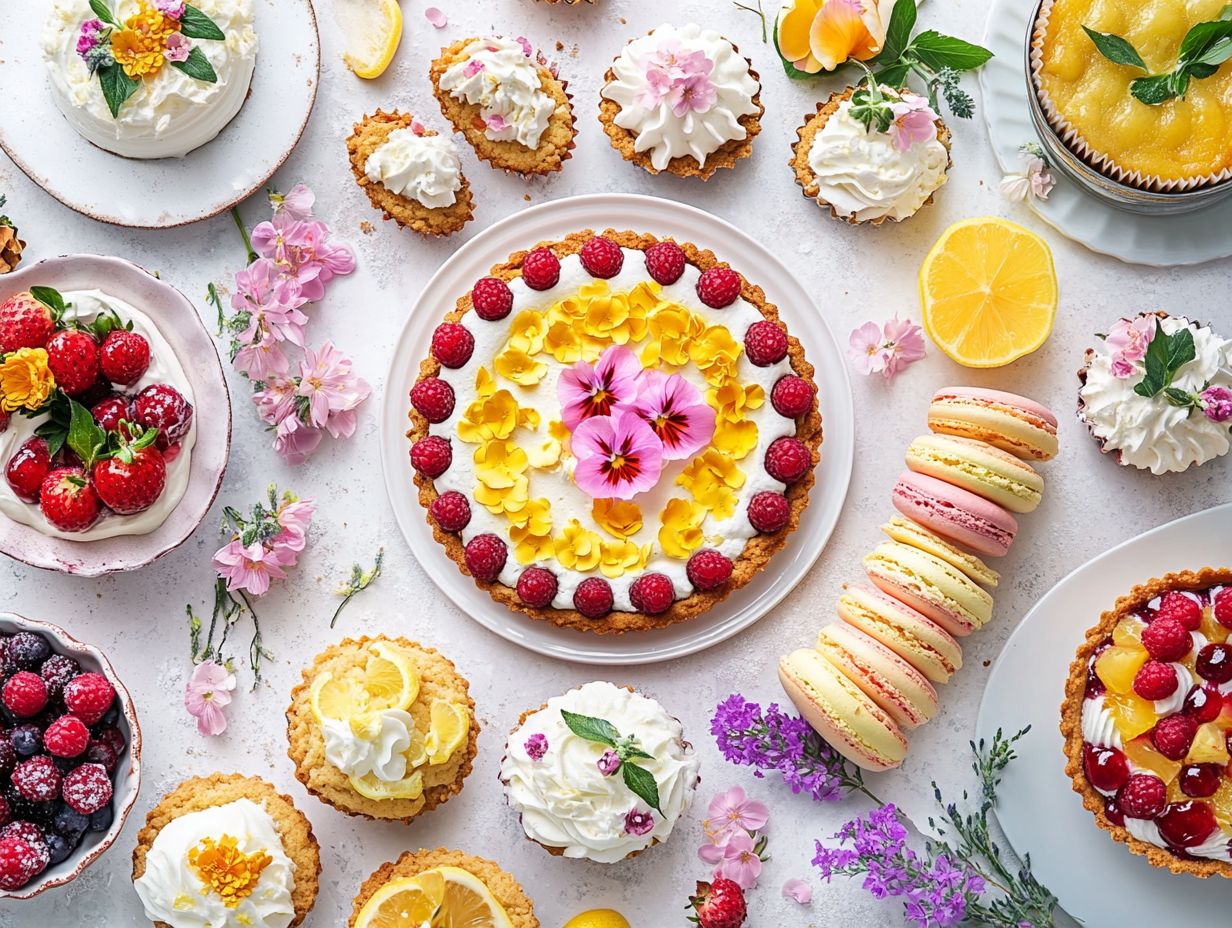 Colorful spring desserts ready for a party