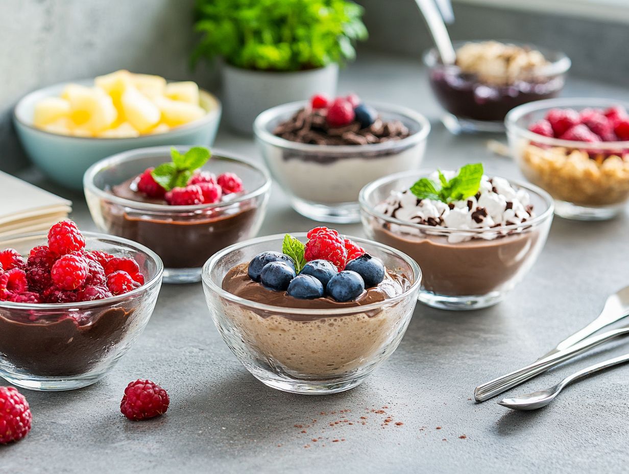 Image showing various healthy bases for pudding, including almond and coconut milk.