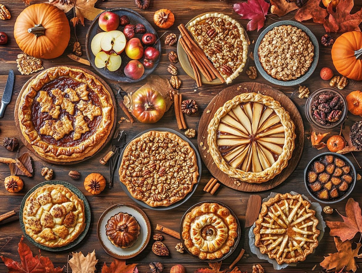 A selection of popular autumn flavors for desserts including pumpkin, apple, and spices.