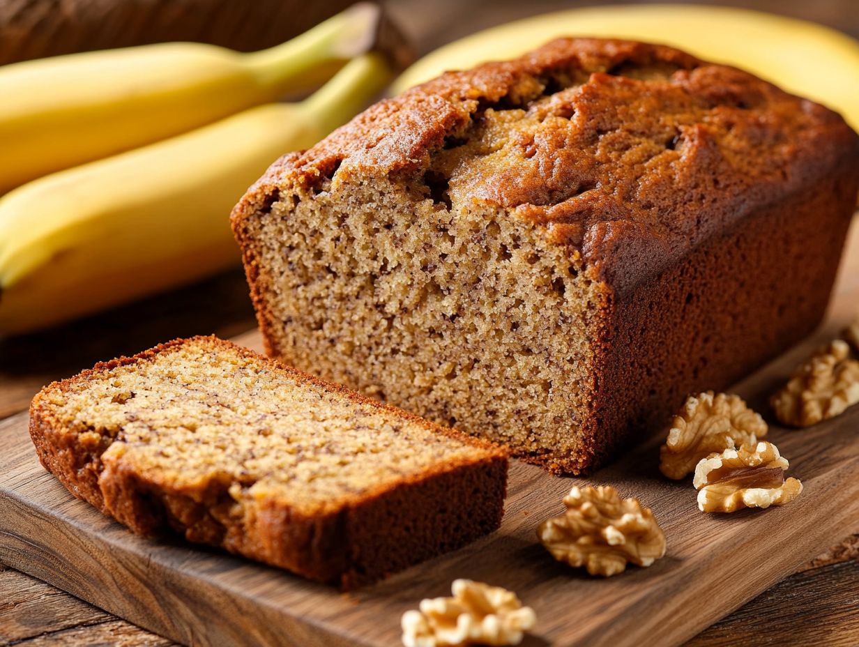 Sliced banana bread stored in a container