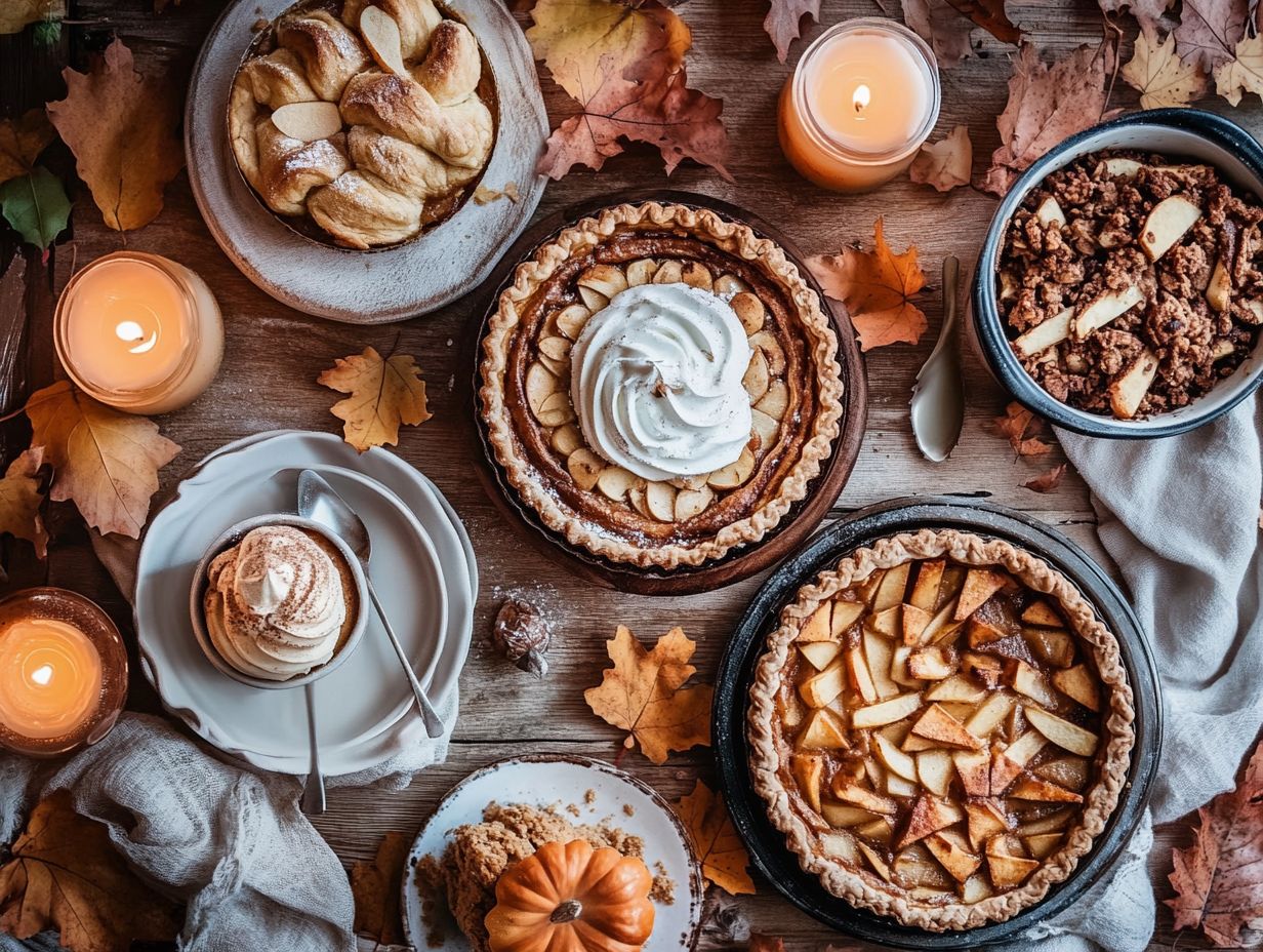 Seasonal dessert ingredients for autumn-themed desserts