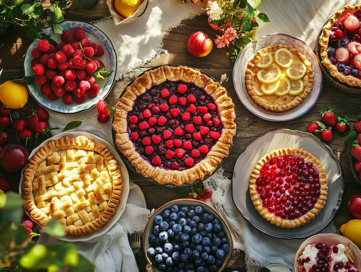 A beautiful array of summer pies on a table.