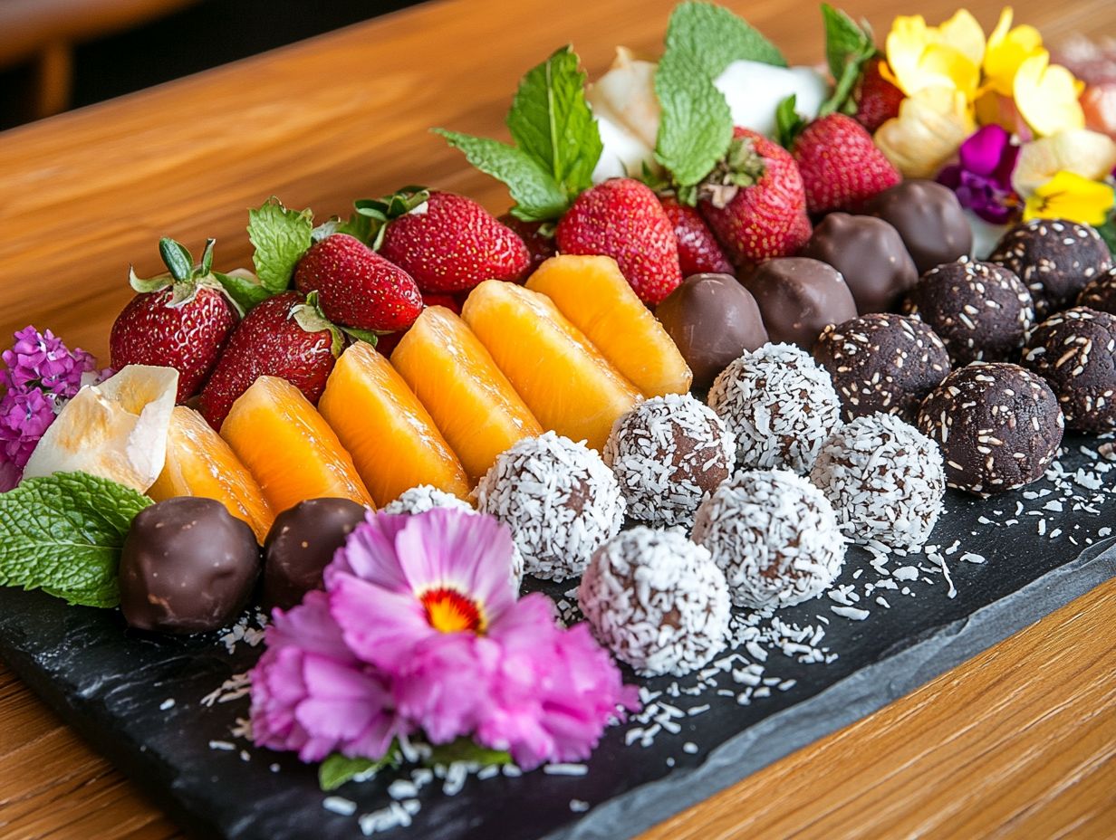 An assortment of raw desserts on a platter.