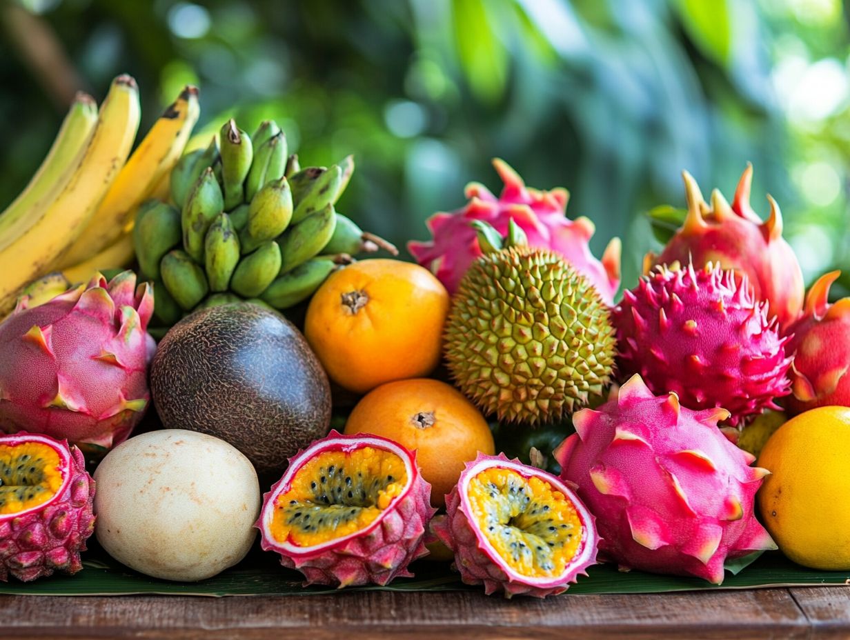 A variety of exotic fruits showcasing unique flavors and textures