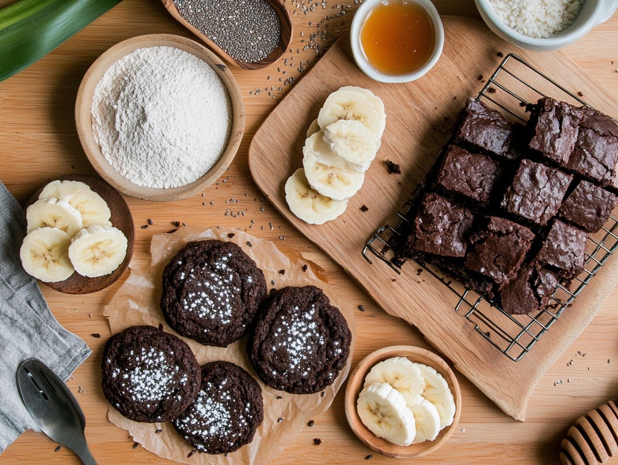 A variety of gluten-free desserts displayed on a table.