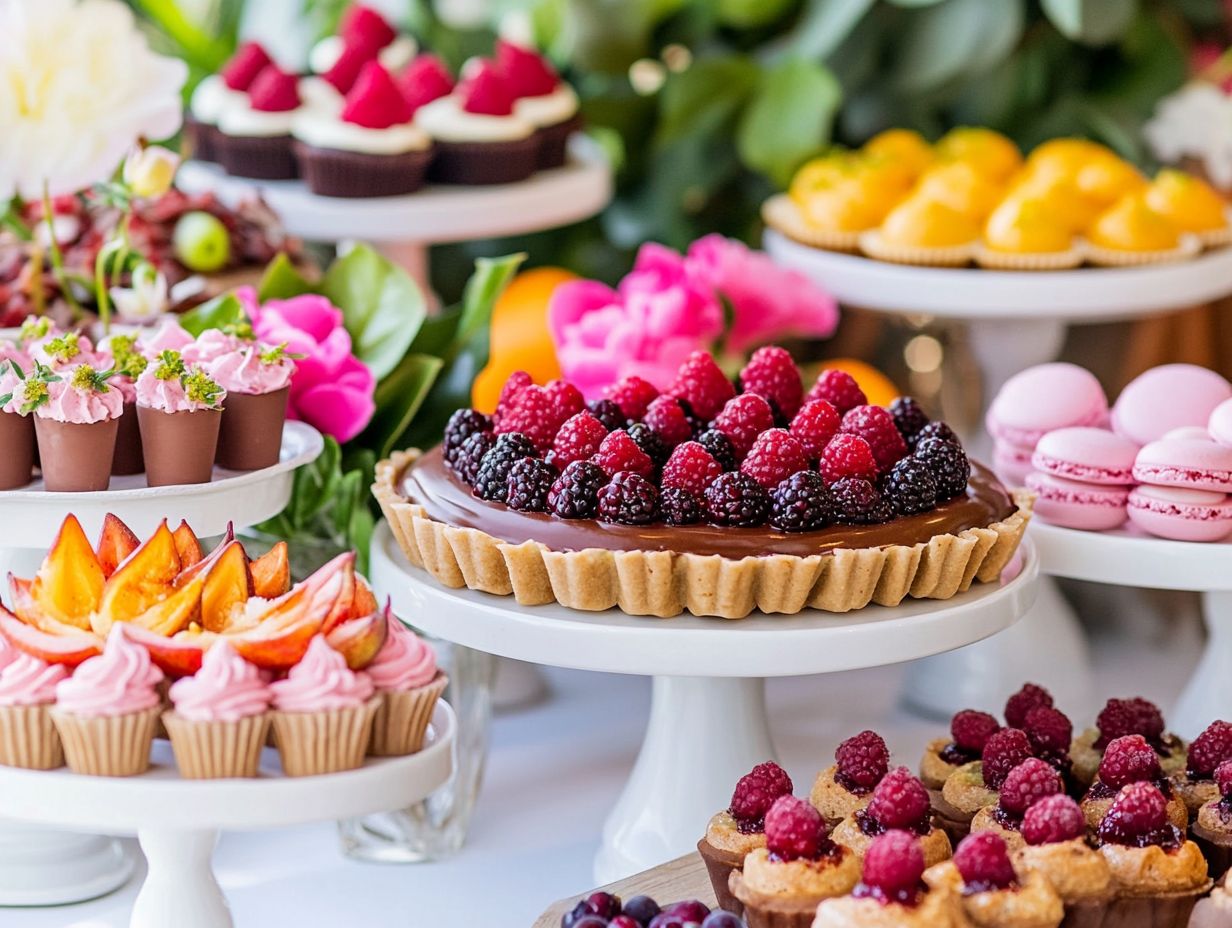 A selection of gourmet desserts including Japanese Souffle Cheesecake, Chocolate Hazelnut Madeleines, and Gingered Peach Galette.