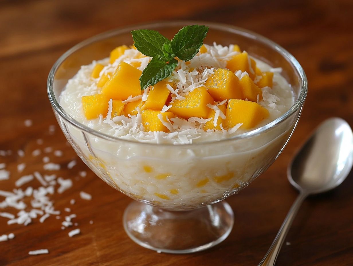 Colorful fruit toppings on Coconut Tapioca Pudding