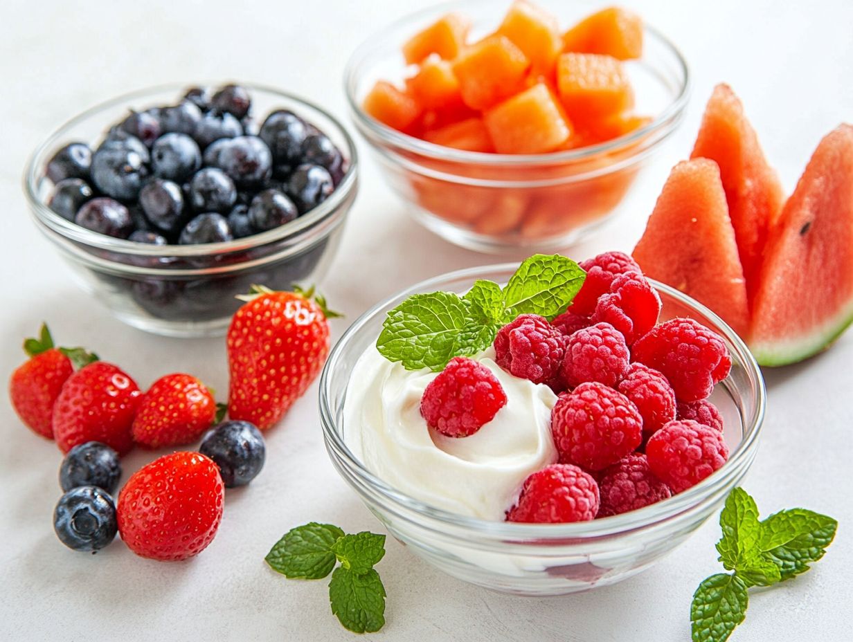 A variety of fruits displayed as healthy snacks