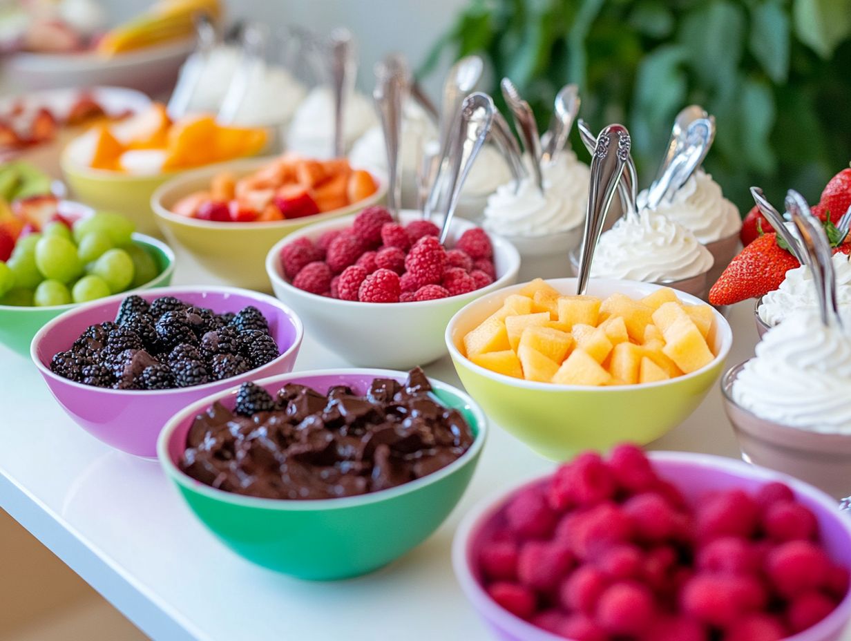 A colorful display of fruit-based dessert options