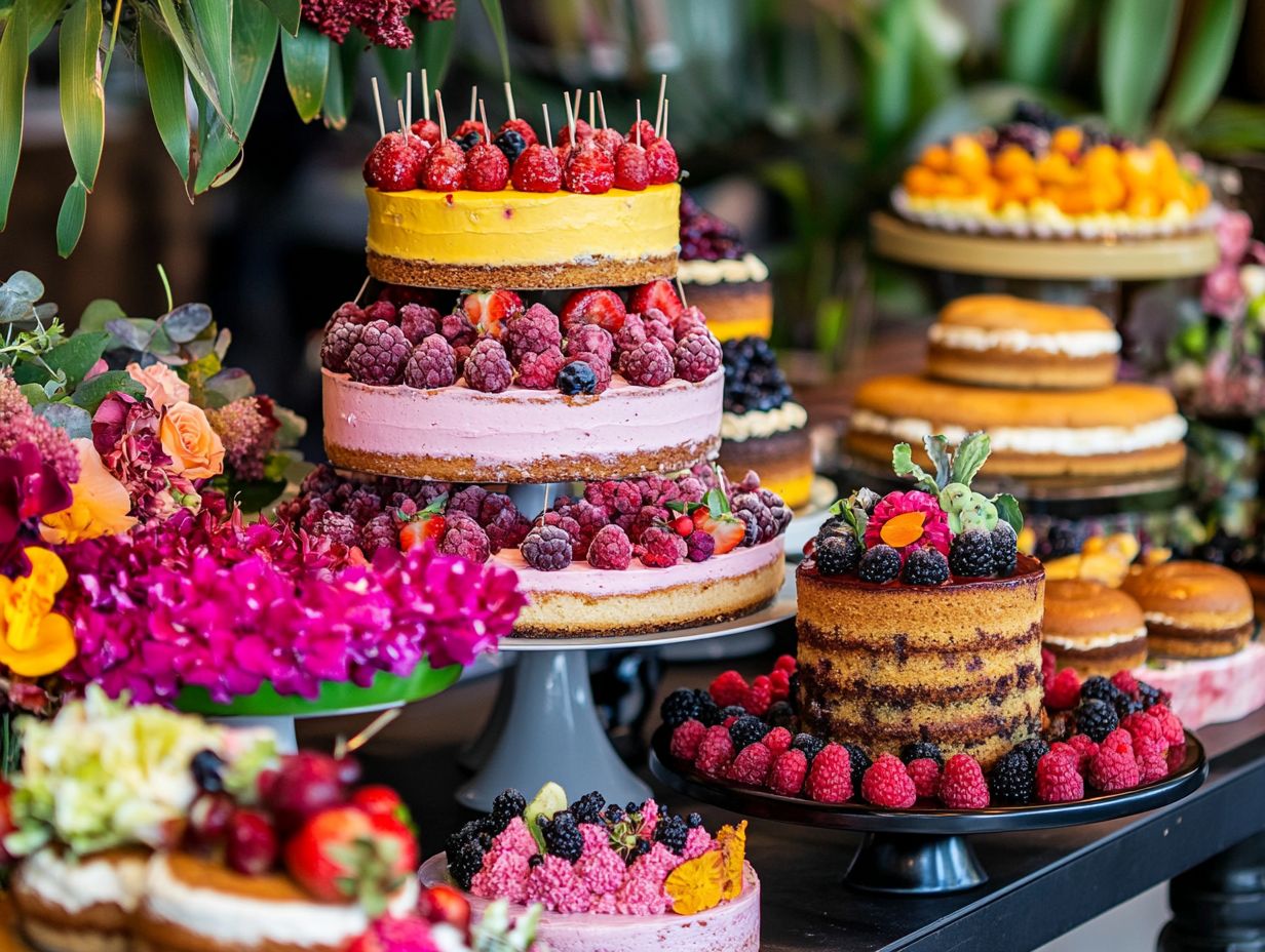 Setting Up a Vegan Cake Bar with a Variety of Cakes and Toppings