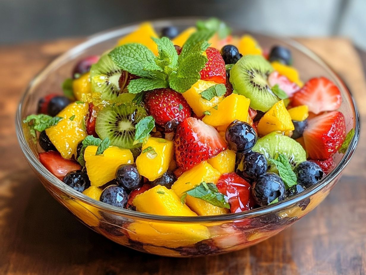 Colorful assortment of fruits in a fruit salad