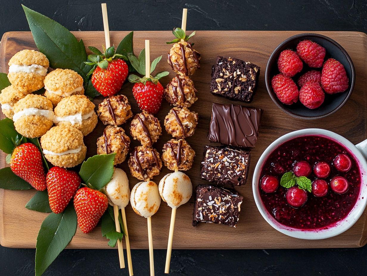 A colorful gluten-free dessert platter with various treats