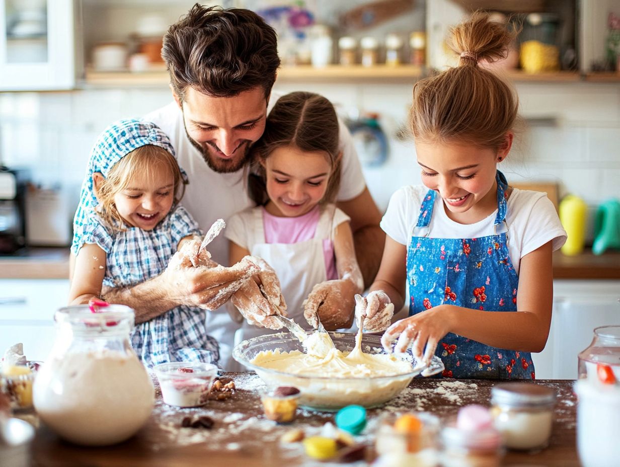 A visual guide to key takeaways about making desserts with kids.