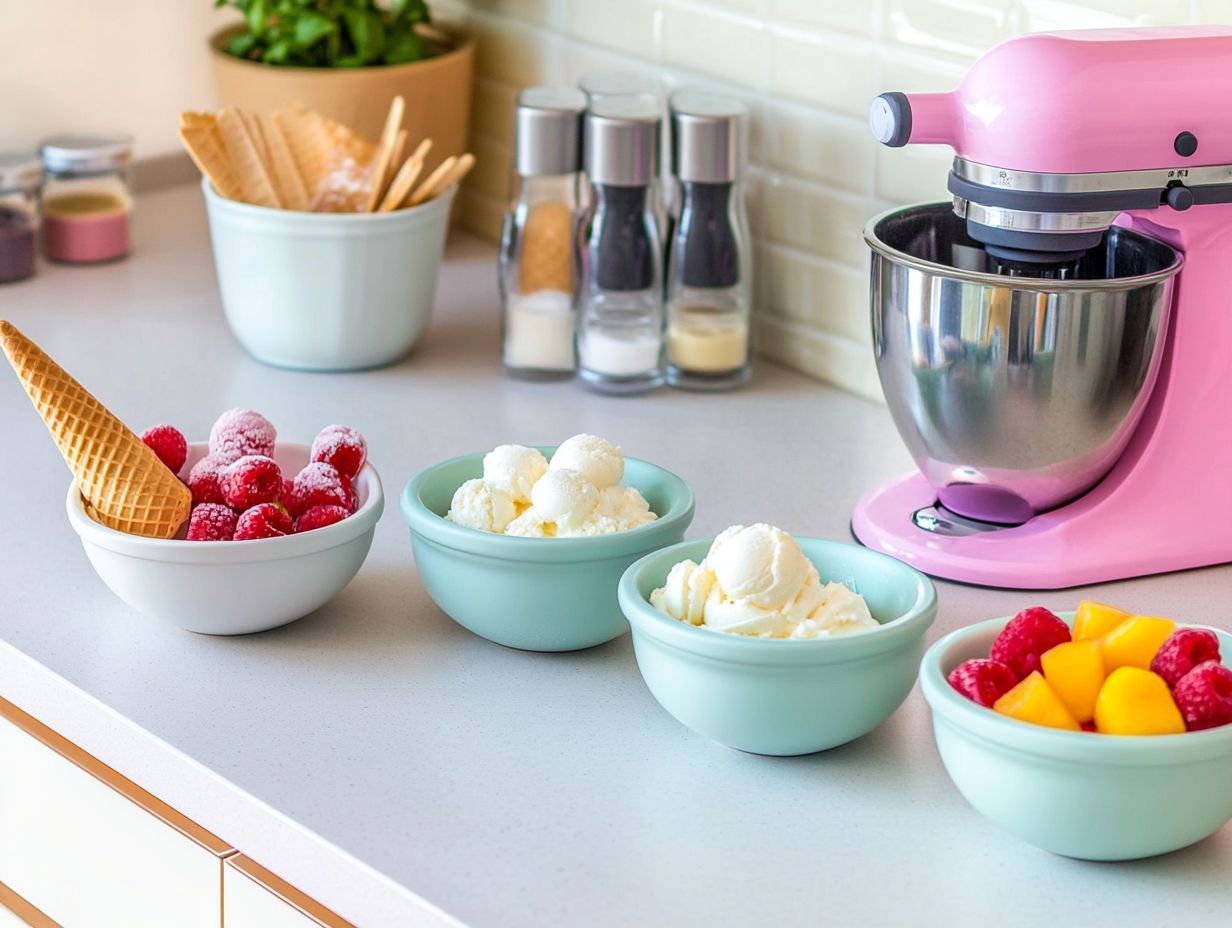 An array of ice cream flavors and toppings for homemade ice cream