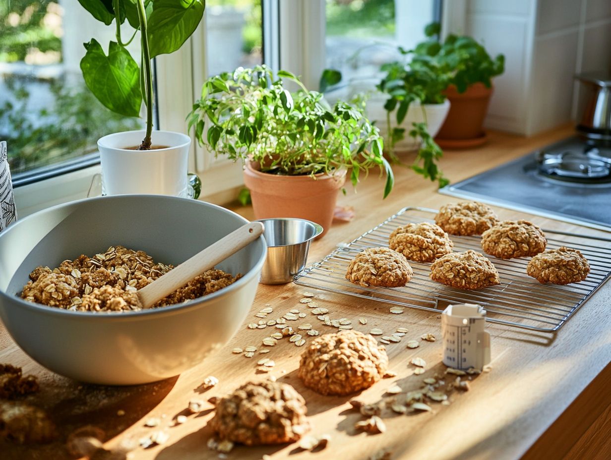 Various flour alternatives for plant-based cookies including almond meal and oat flour