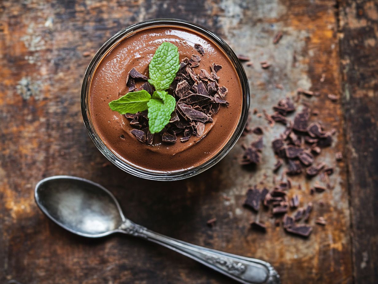 An illustration of raw chocolate mousse ingredients