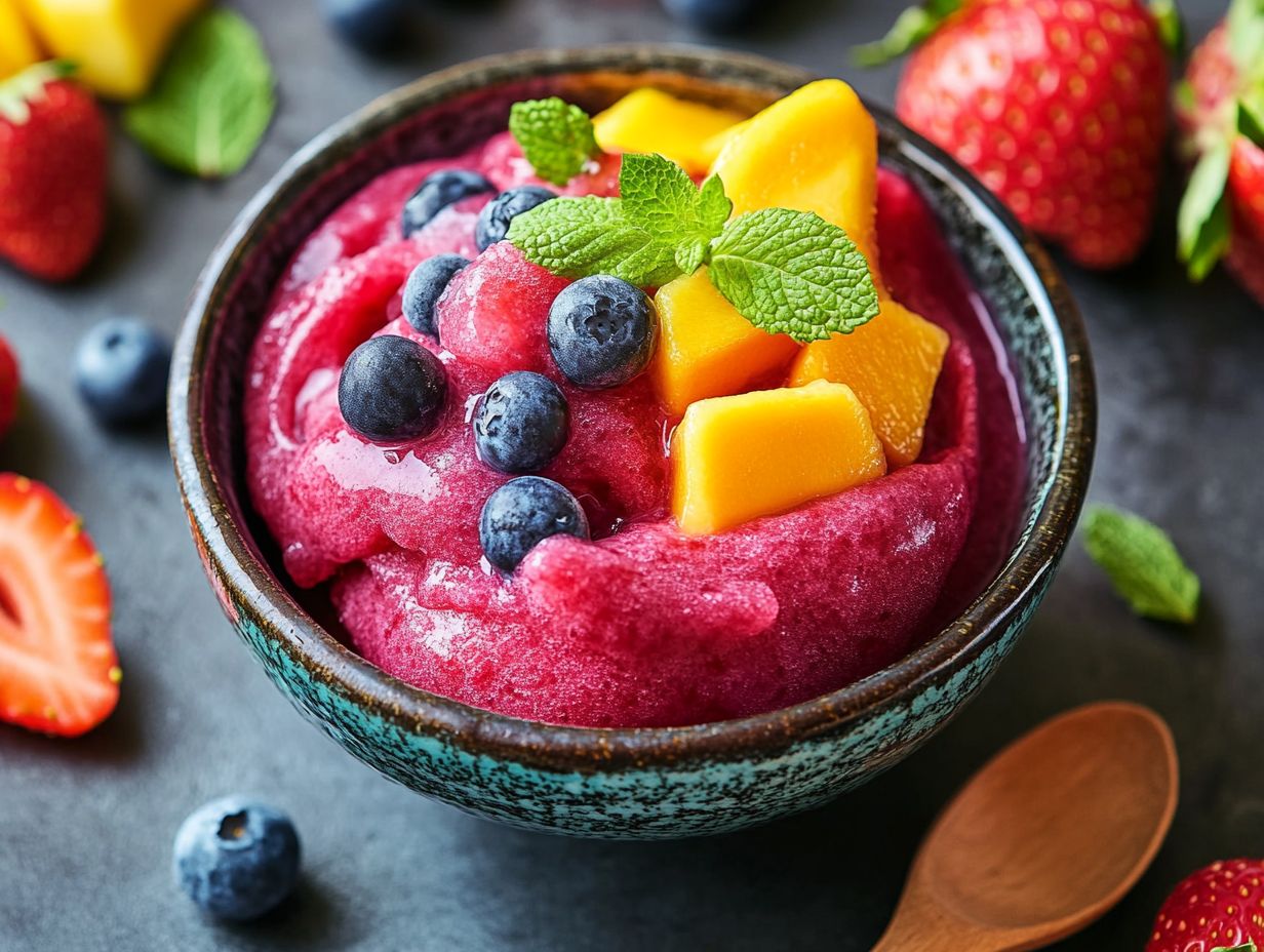 Fresh fruits for making raw fruit sorbet