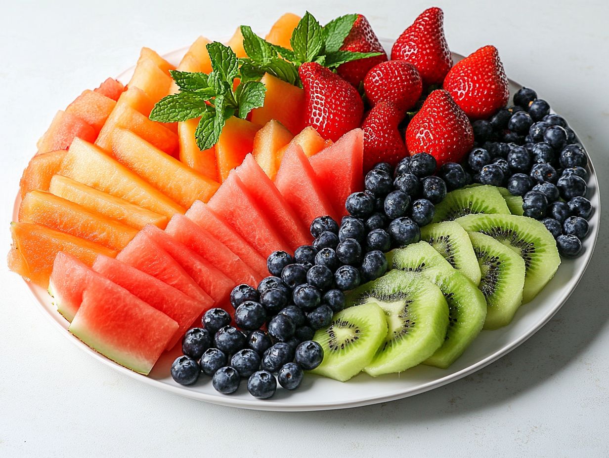 An elegant fruit platter showcasing seasonal fruits.