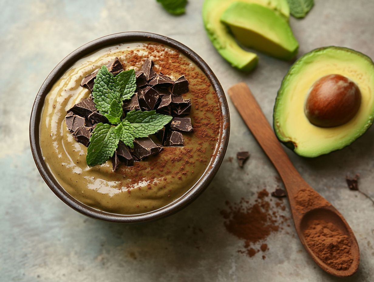 Delicious avocado pudding replacing traditional butter and oil