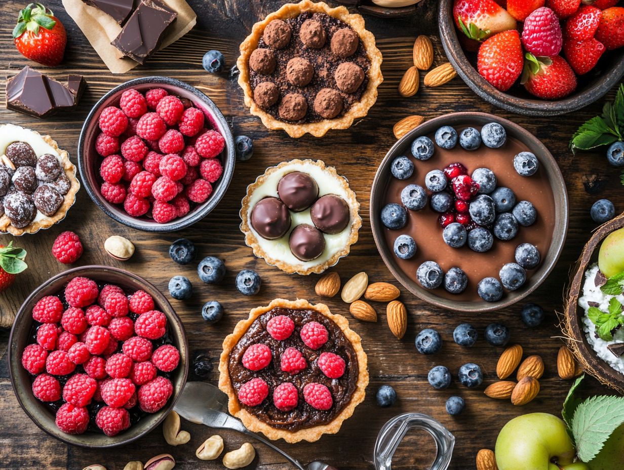 An assortment of raw desserts