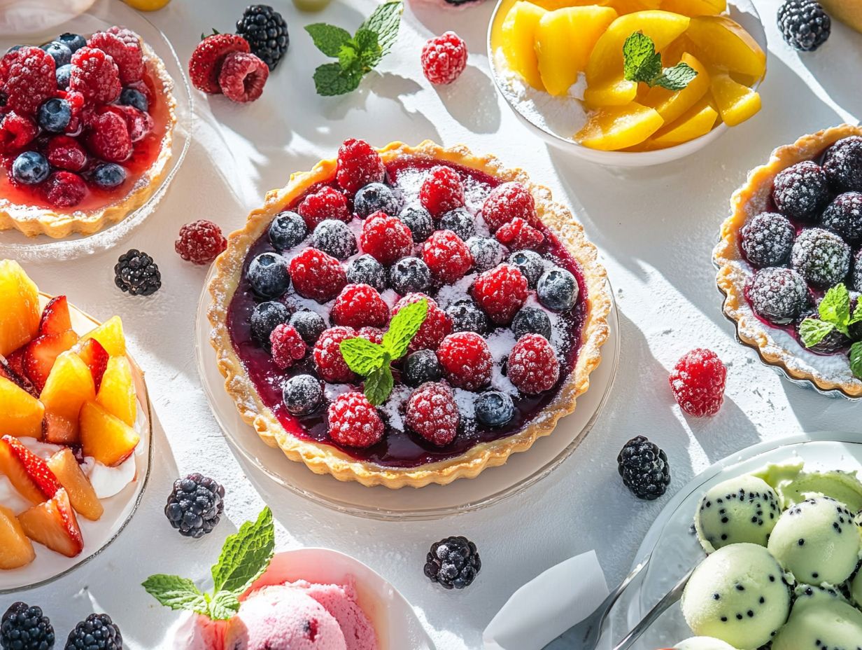 A colorful assortment of healthy seasonal fruit desserts.