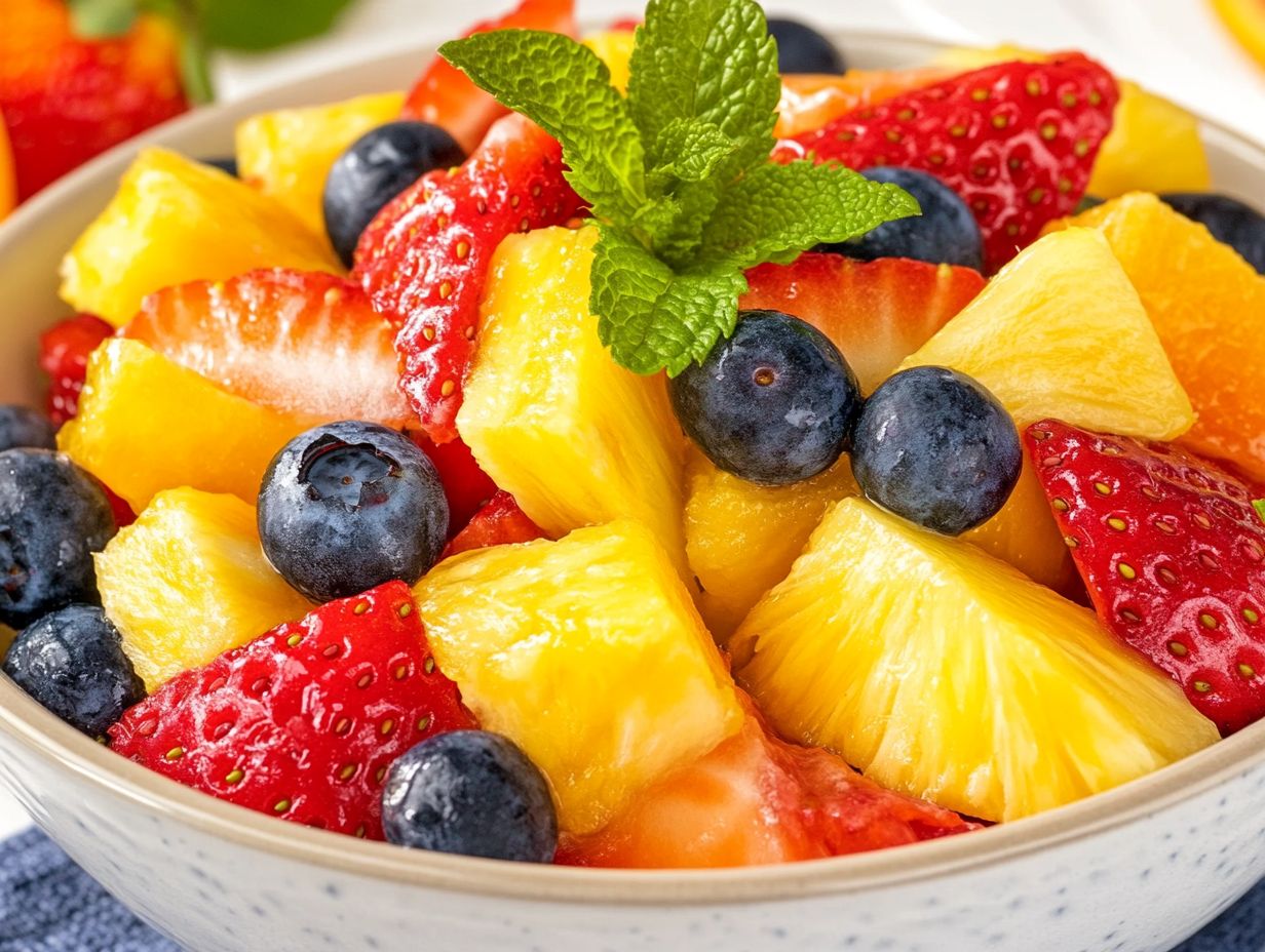 A colorful display of seasonal fruits