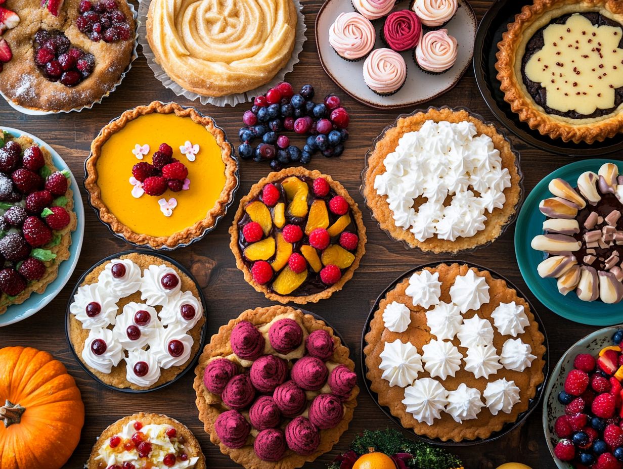 A variety of summer desserts including ice cream and fruit tarts