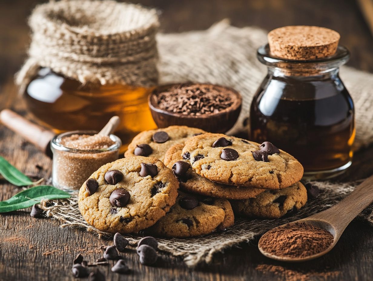 A variety of plant-based sweeteners for cookies.