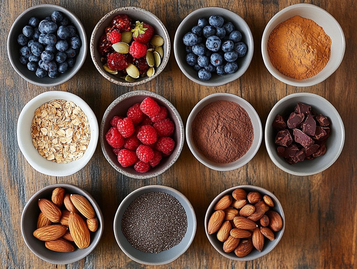 A variety of essential ingredients for creating delicious raw vegan desserts, including nuts, seeds, and fruits.