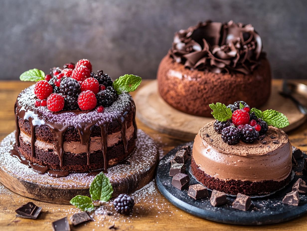 A delicious vegan chocolate cake made with alternative ingredients.