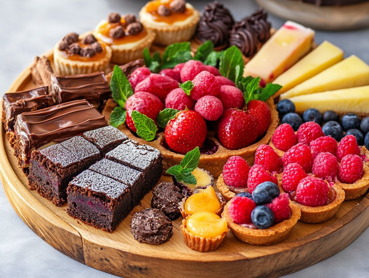 An assortment of popular gluten-free desserts including cookies, brownies, and cheesecake.