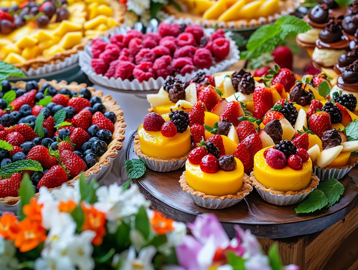 A colorful assortment of fruits suitable for desserts.