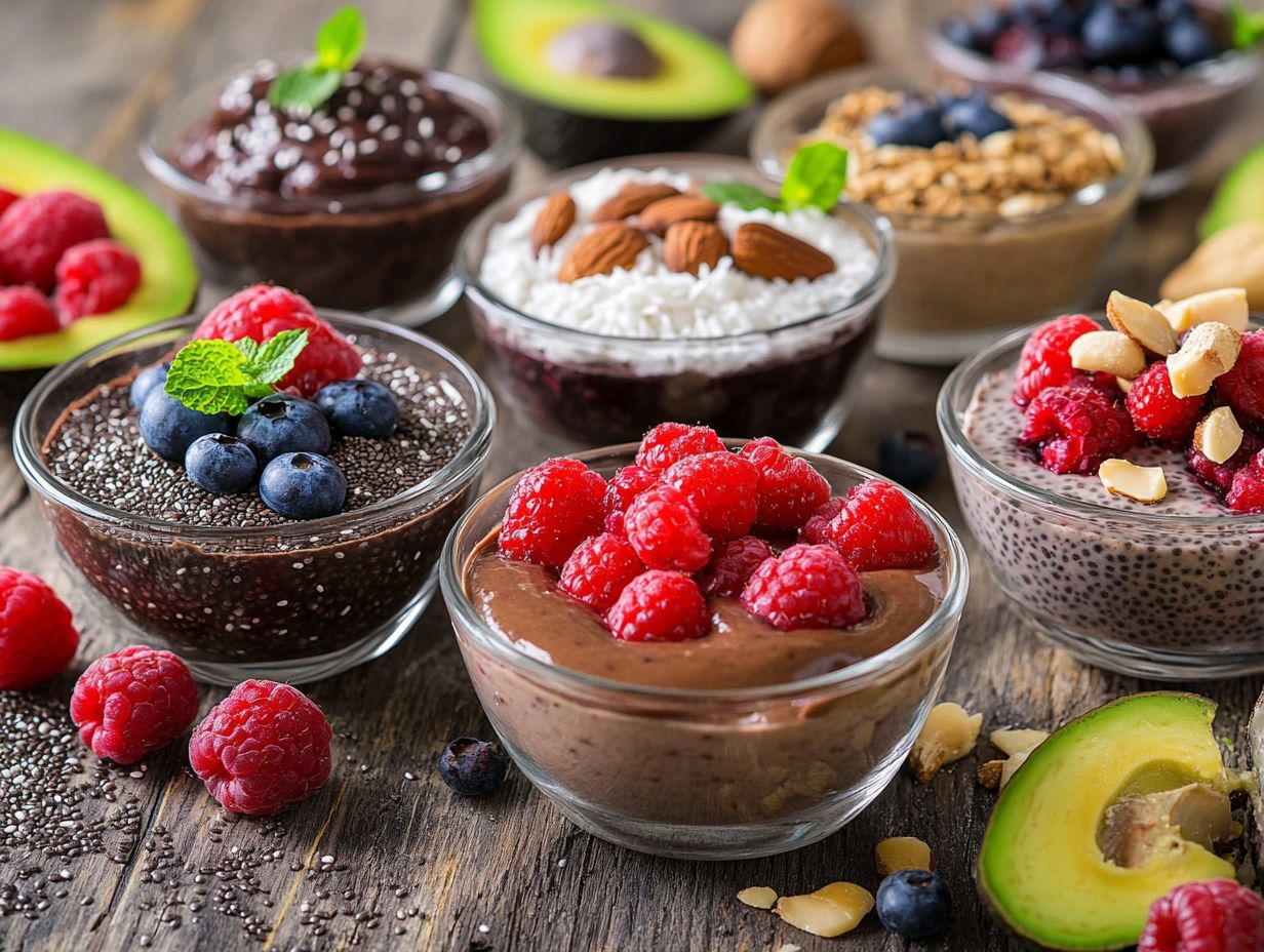 A bowl of healthy pudding topped with natural sweeteners.