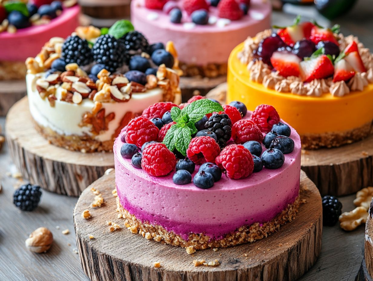 A variety of low-calorie vegan cakes suitable for Weight Watchers.