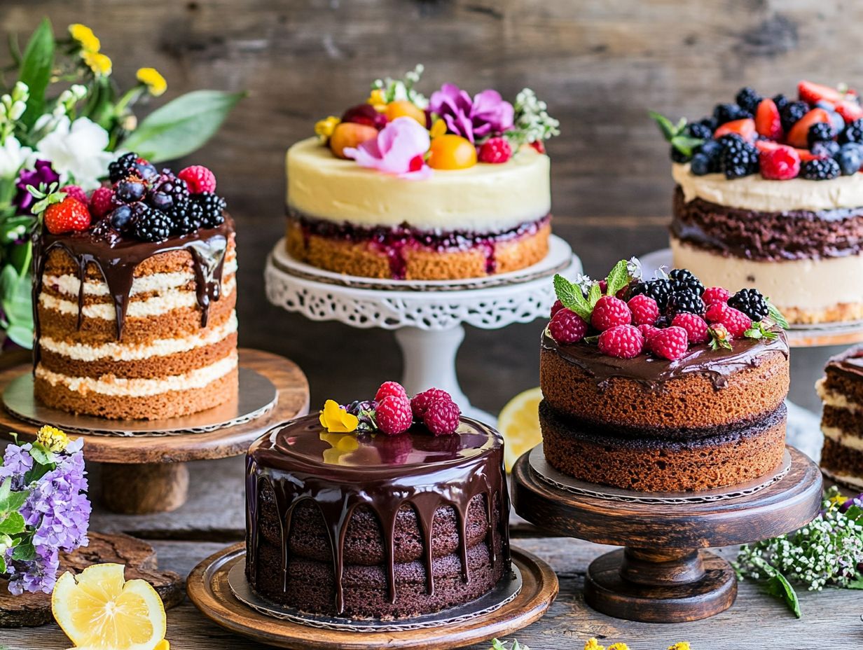 A variety of delicious homemade vegan cakes