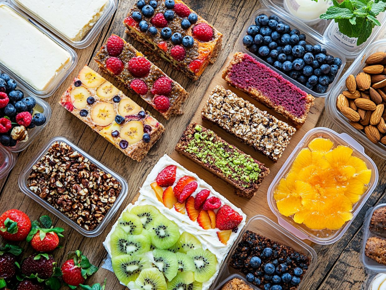 A selection of delicious vegan cakes perfect for meal prepping.