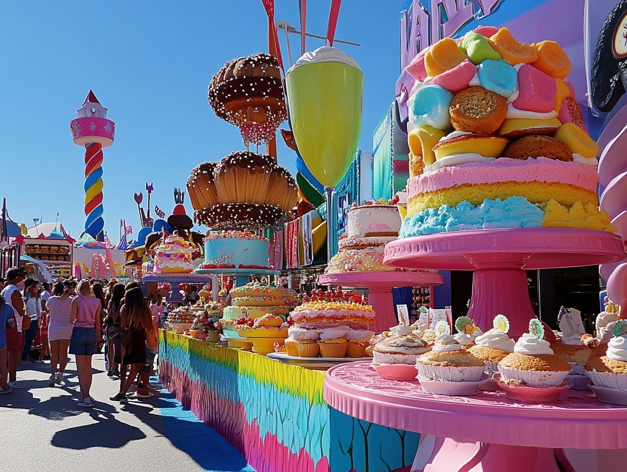 A collection of desserts at popular festivals showcasing variety and creativity.