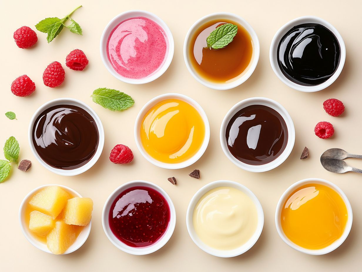 Delicious fruit and snack dipping options with dessert sauces