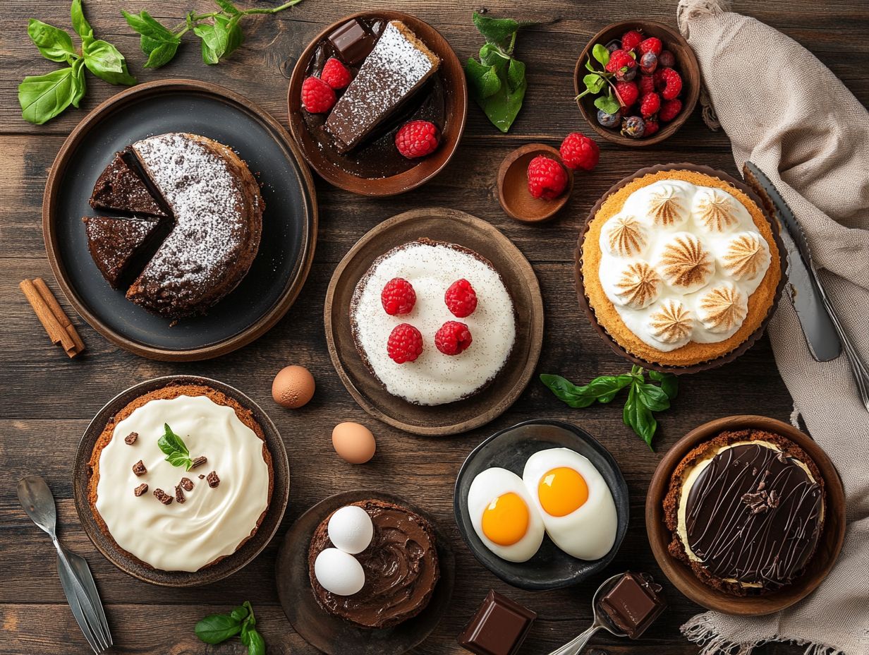 Infographic illustrating the role of eggs in desserts.