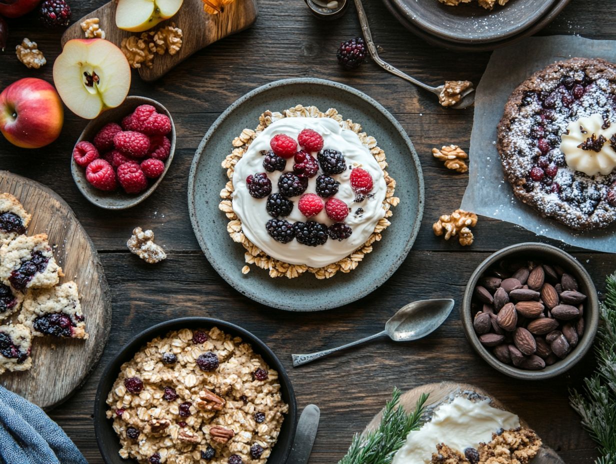 A plate of cozy winter desserts including baked apples and dark chocolate dipped fruit.